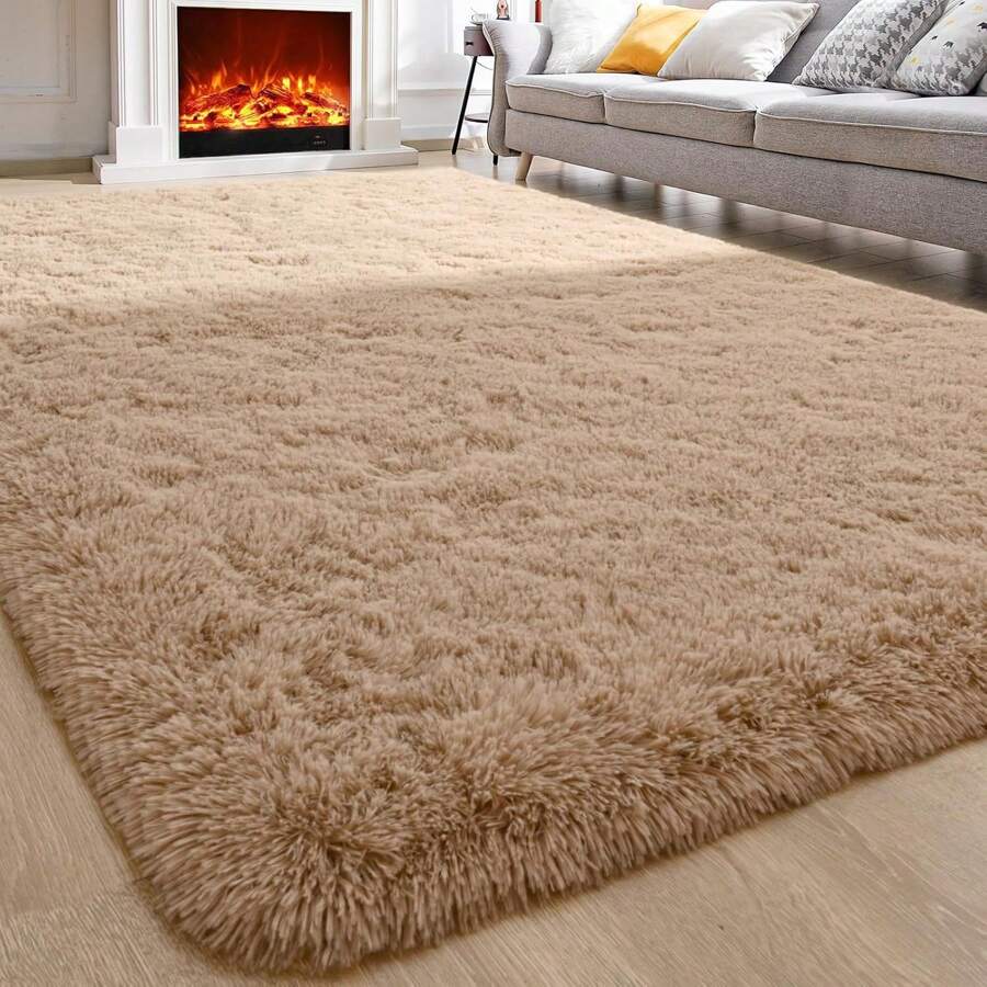 Fluffy Modern Area Rugs For Living Room Bedroom,Plush High Pile Purple Rug For Kids Girls Room Nursery Home Decor, Upgrade Non-Slip Girls Bedroom Soft Indoor Rug - Lạc đà - Xem 1