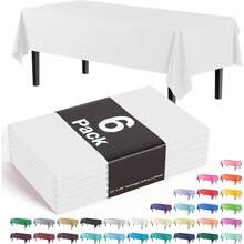 6 toalhas de mesa retangulares de plástico de cor lisa - Não tecido, entrançado, 100% PEVA, fácil de limpar, transparência mínima - Adequadas para uso doméstico, festas, casamentos, restaurantes e comerciais!