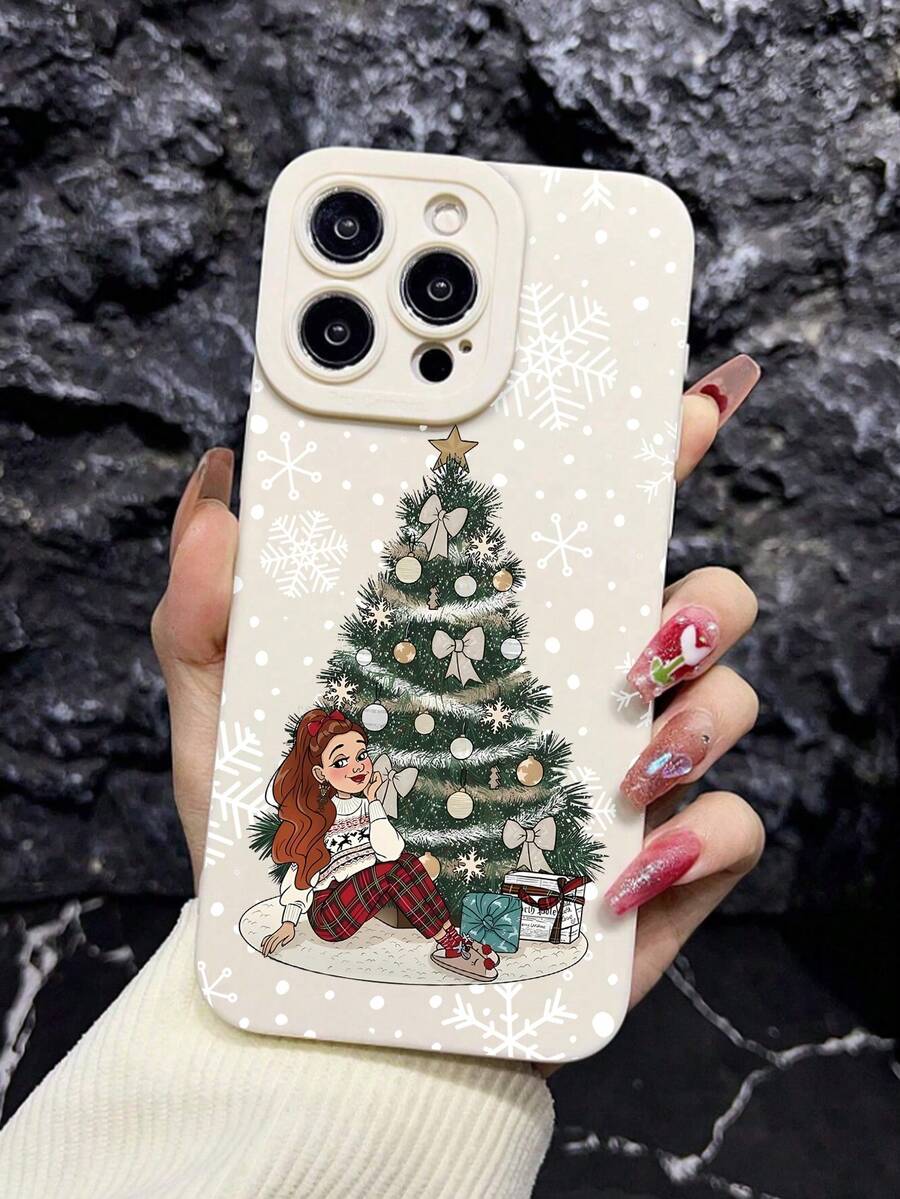 1 Ốp điện thoại chống rơi, chống vân tay, họa tiết cây thông Noel, mắt trắng, bảo vệ toàn diện, tương thích với iPhone - Nhiều màu - Xem 1