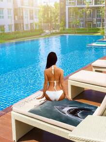 1-Pack, Super Absorbent And Lightweight, Large Ultra-Fine Fiber Bath Towel For Extreme Survival Sports, Cute Gray Shark Customized Design Text, Perfect For Beach Vacations And Ideal Travel Gifts! - Multicolor - View 3