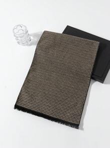 1 件男士围巾新款经典千鸟格图案百搭大衣，温暖时尚的围巾配饰 - 彩色 - 查看 6