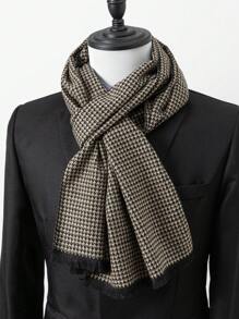 1 件男士围巾新款经典千鸟格图案百搭大衣，温暖时尚的围巾配饰 - 彩色 - 查看 5