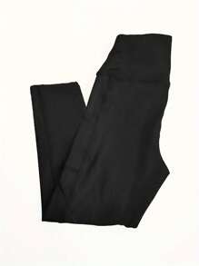 Plus Size 1-Piece Women's Capri Yoga Pants, High Waisted, Hip Lifting, Slim Fit Fitness Pants, Side Pockets, Sport Bottom Yoga Pants, Women's Elastic Tight Jump Exercise Bottom Pants, Sport Pants - Black - View 4