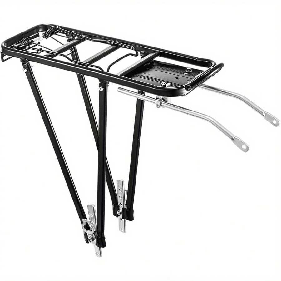 Fahrrad Gepäckträger hinten, Alu Fahrradständer, Gepäckträger Mountainbike verstellbar für 26/28 Zoll Fahrräder, mit Federklappe Spanngurt und Reflektorhalter - Variante1 - Übersicht 1