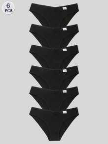 6Pcs/Set Ladies Cotton Lingerie Briefs Panties Low-Rise Soft Comfortable Breathable Underwear - Black - View 7
