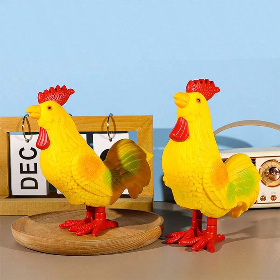 1 件抗压力趣味发条公鸡玩具，逼真的动物颜色随机发送