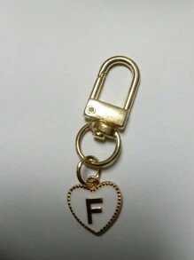 Breloc cu pandantiv inimă cu litere, pandantiv pentru geantă cu litere inițiale A-Z, breloc din aliaj cu farmec de modă, cu carabină, suport pentru chei inițiale personalizate pentru rucsac, portofel, husă pentru căști, pentru prieteni, familie și cupluri, cadou ideal