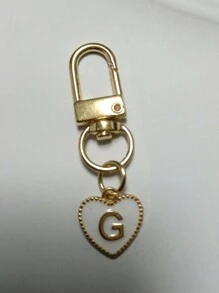 Breloc cu pandantiv inimă cu litere, pandantiv pentru geantă cu litere inițiale A-Z, breloc din aliaj cu farmec de modă, cu carabină, suport pentru chei inițiale personalizate pentru rucsac, portofel, husă pentru căști, pentru prieteni, familie și cupluri, cadou ideal