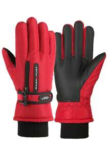 Unisex Waterproof Windproof Touchscreen Ski Gloves With Pocket For Winter Snowboard - Red - View 2
