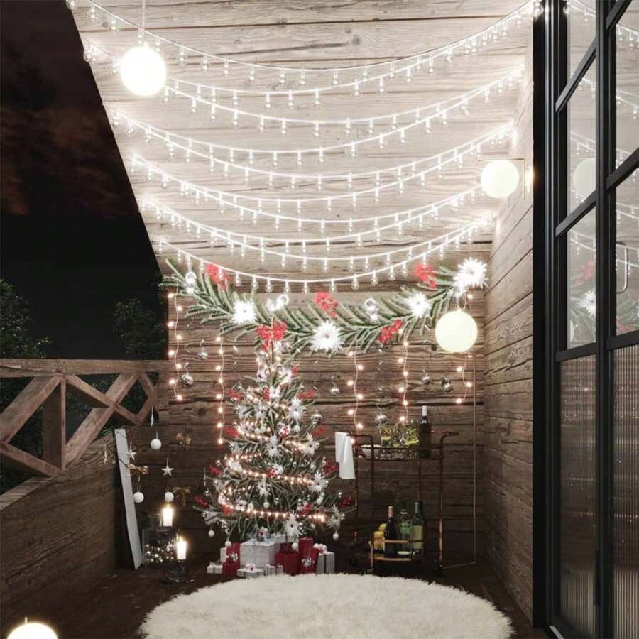40m 40 Cold White Globe Fairy String Lights With 8 Functions For Indoor And Outdoor Decoration - White - View 1