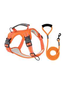 Reflective Adjustable Dog Harness And Leash Set, Breathable Mesh Pet Vest With Padded Handle Dog Lead, Suitable For Comfortable Outdoor Walks - Multicolor - View 17