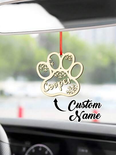 1 pieza Adorno personalizado con texto, adorno con nombre personalizado con forma de pata y elemento de copo de nieve, adorno de madera para árboles, decoración, accesorios colgantes, decoración conmemorativa, adorno personalizado, decoración de escena de alta calidad, personalizado, único, regalo ideal para ella, estudiantes, aniversarios, cumpleaños, escuela, oficina, ambiente cálido, renovación otoñal del hogar, decoración navideña, armonía del hogar