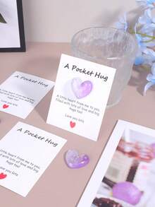 1pc Creative Valentine's Day Element Greeting Card, Heart-Shaped Hug Poetry Card With Two Color Combinations - Heart-Shaped Decoration Hairpins, Refrigerator Magnets, Mobile Phone Pendants Decoration, Etc., A Unique Home Decoration Desktop Must-Have - Multicolor - View 3