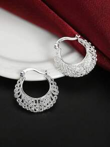 1 Paar klassische 925 Sterling Silber Creolen, Hochzeits-Jahrestags-Ohrringe, Schmuck für Frauen, Feinschmuck Geschenk