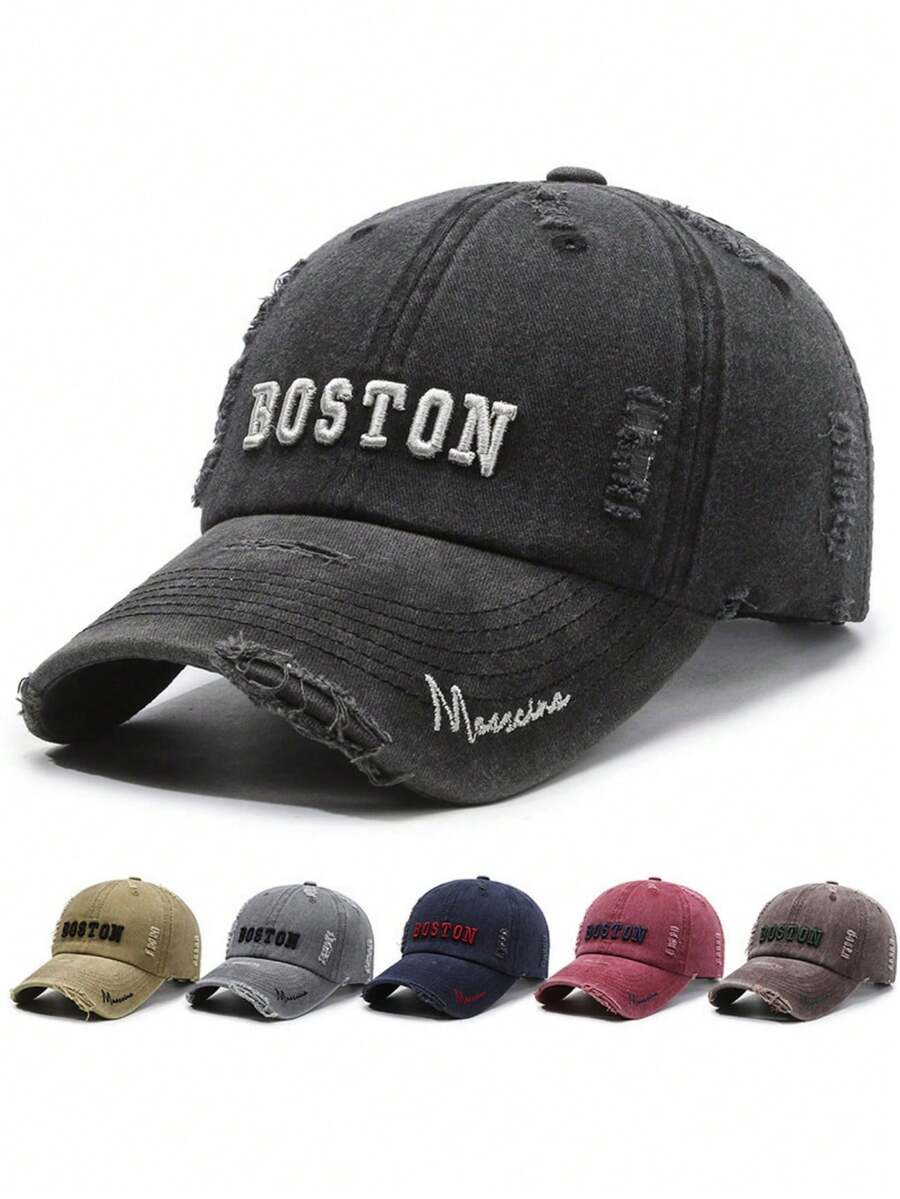 1 chiếc Mũ bóng chày dự tiệc giản dị dễ thương in chữ cổ điển, Polyester, miếng vá thêu, cũ kỹ, chống gió, chống tia UV, phù hợp cho bốn mùa - A - Xem 1