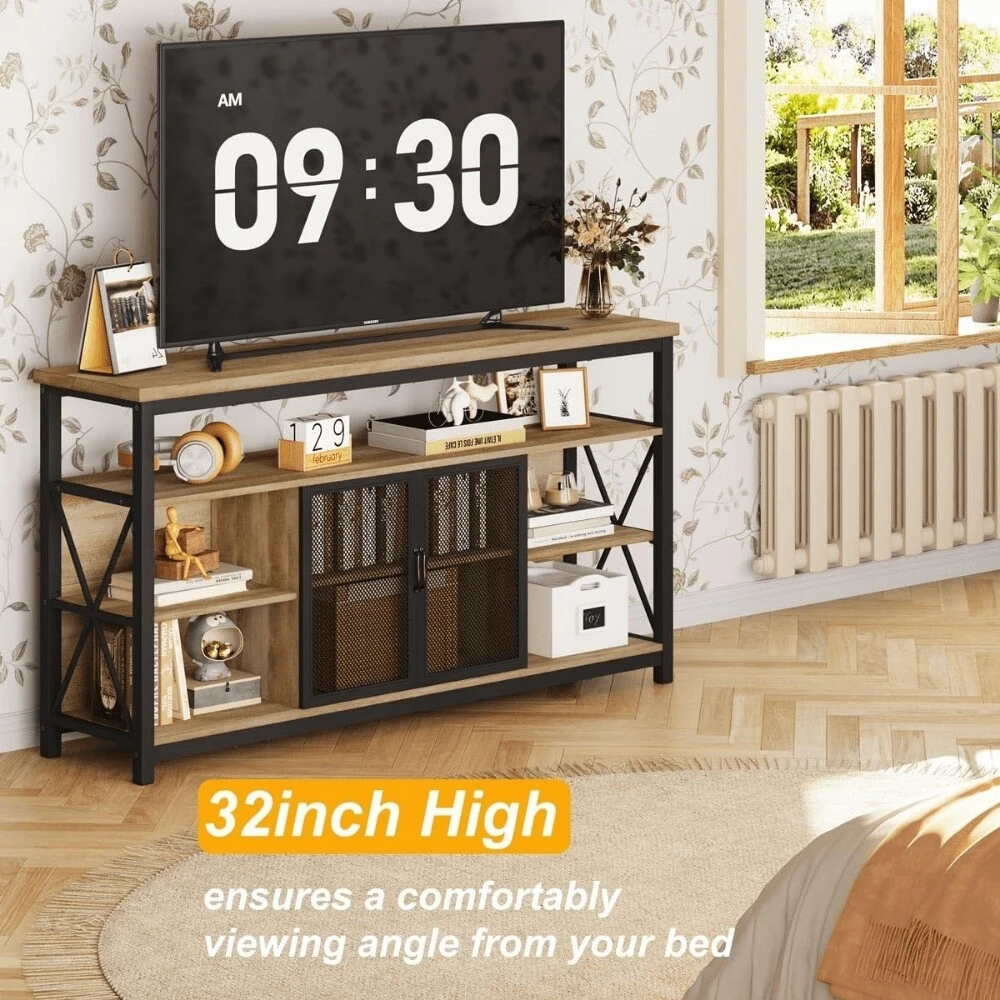 Tall TV Stand For TVs Up To 65 Inch, Industrial Entertainment Center