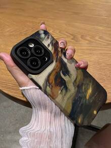 1 件 PU 皮革手机壳，带东方艺术绘画图案，防震，兼容 iPhone/手机 - 彩色 - 查看 5