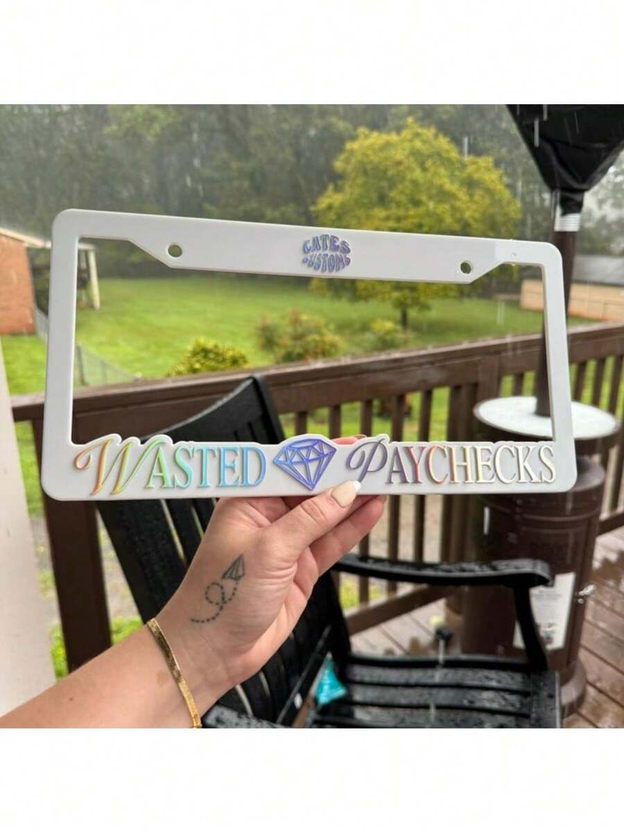 Wasted Paychecks License Plate Frame SHEIN USA