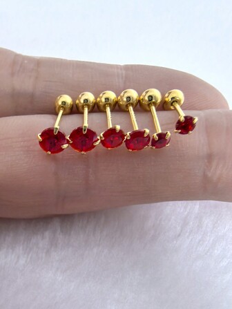 6pcs/Set Stainless Steel & Ear Bone Stud Earrings For Women