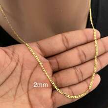 Piastrini Men's Chain 18k Gold Plated Thin Cord 2mm 60cm/70cm/80cm - Vàng - Xem 1