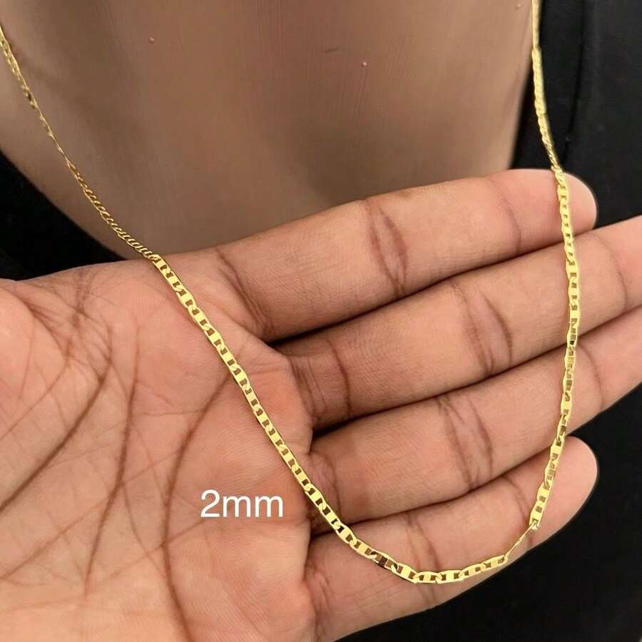 Piastrini Men's Chain 18k Gold Plated Thin Cord 2mm 60cm/70cm/80cm - Vàng - Xem 1