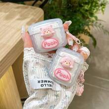 萌熊适用于Airpods Pro苹果蓝牙无线耳机保护壳1/2代3代耳壳 - 粉紅熊+掛件 - 查看 2