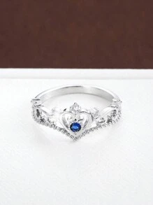 1枚优雅皇冠造型立方氧化锆戒指，女士款 - 彩色 - 查看 10