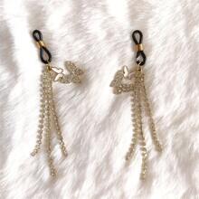 白色蝴蝶水晶流苏奢华成人女士玩具颈链 - 白色 - 查看 2