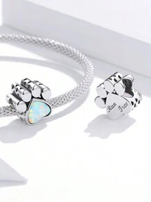 WOSTU Opal Series 1pc 925 Sterling Silver Cute Moon Cat/Dog Paw/Sun Charm Beads And Bear/Aurora Pony Charm Pendant For Girl&Women DIY Bracelet Necklace Jewelry Making Gifts - Multicolor - View 7