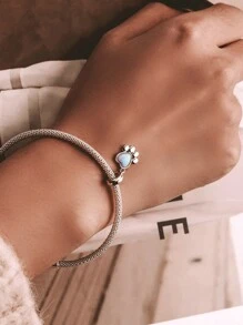 WOSTU Opal Series 1pc 925 Sterling Silver Cute Moon Cat/Dog Paw/Sun Charm Beads And Bear/Aurora Pony Charm Pendant For Girl&Women DIY Bracelet Necklace Jewelry Making Gifts - Multicolor - View 9