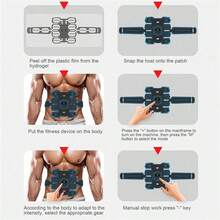 腹部刺激器腰带 腹部刺激器 肌肉塑形器 健身训练器 家庭办公室锻炼设备 适用于腹部 手臂 腿部 - 黑色 - 查看 6