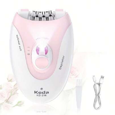 1pc Pink USB Rechargeable 7W Electric Women Painless Hair Removal Device, Portable Epilator For Home Use