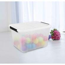 30 L Plastic Storage Box With Lid, 4-Pack Wheeled Clear Plastic Boxes - White - View 6