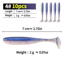 10pcs/20pcs Bicolor T-Shaped Soft Fishing Lures, Smooth Bent-Mouthed Chub Baits, Suitable For Fresh Water And Saltwater Realistic Soft Baits, Fishing Gear, Fishing Accessories