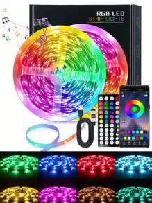 Luci a LED RGB 5050 intelligenti per camera da letto, barra luminosa che cambia colore in sincronia con la musica, con telecomando e controllo tramite app, dimmerabile, per decorazione di casa, festa e Natale
