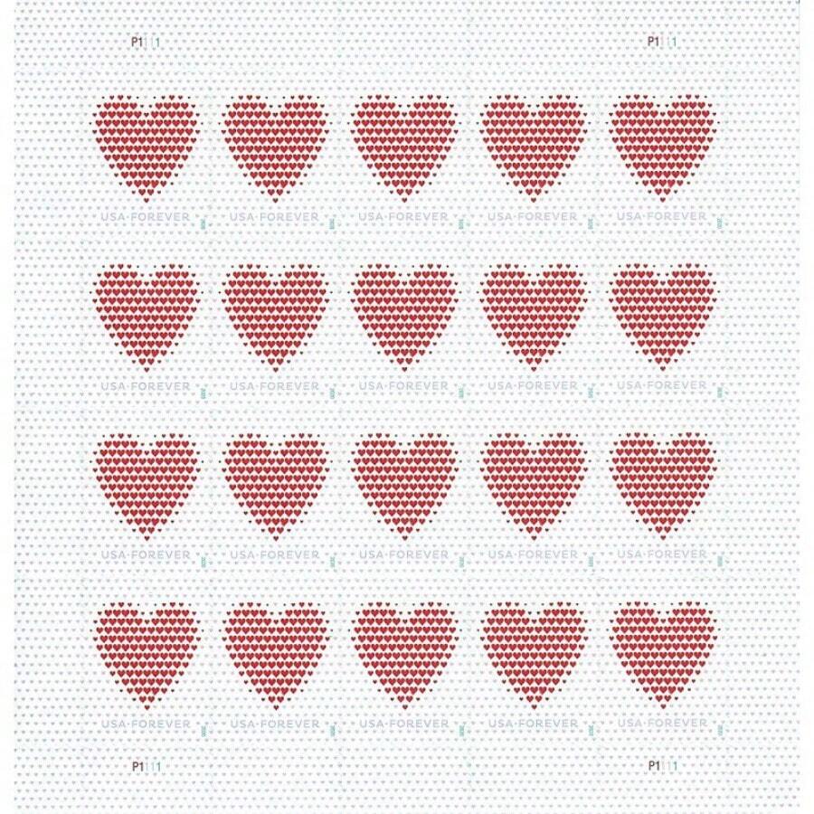 Made Of Hearts Sheet Of 20 Forever First Class Postage Stamps Wedding