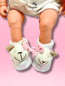 Baby Shoes Slippers For Toddlers 0-24 Months Newborn Crib Boy Girl Teddy Bear Very Soft Size 11cm - Màu Hồng baby - Xem 2