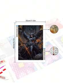 5D DIY 钻石画套装 - 个性化女性风景马赛克钻石艺术套装，适用于家居室内墙面装饰 - 黑色 - 查看 2