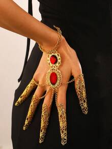 1 件黄金手链镶嵌亚克力女士肚皮舞埃及手链配指甲适合服装 - 連指手鍊 - 查看 8