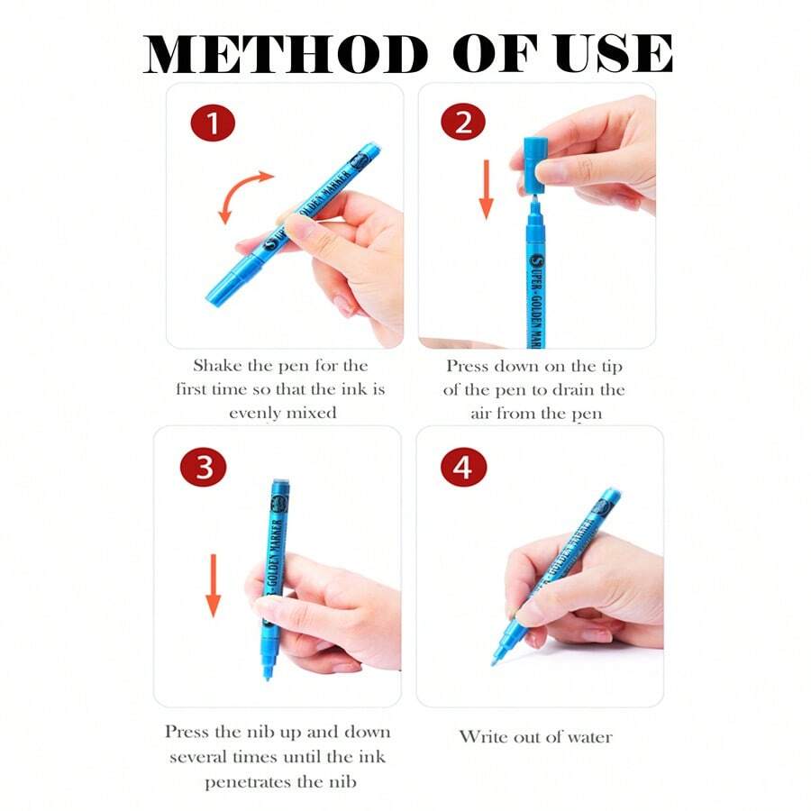 12/18 Colors/Set Super Metallic Acrylic Markers, Student Painting