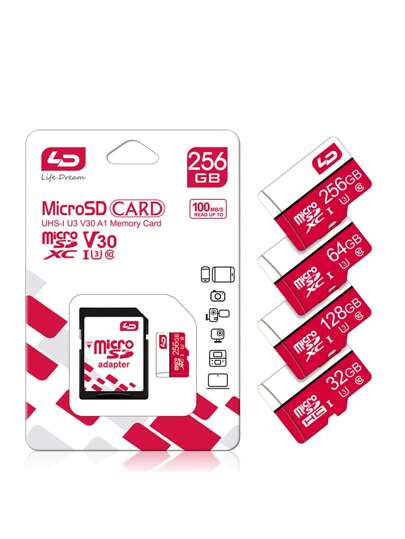 LD LD Brand Red White Micro Sd Card 16GB 32GB 64GB 128GB 256GB Microsd Tf Memory Card Card Class 10 U3 For SD Adapter