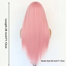 13x4 Light Pink Synthetic Lace Front Wigs Long Straight Pink Wigs 180 Density Pre Plucked Straight Lace Front Wigs Ready To Wear Wigs Pink Lace Frontal Straight Wigs Heat Resistant Fiber Hair Synthetic Lace Front Wigs For Women Daily Use 28 Inch - Hồng - Xem 4