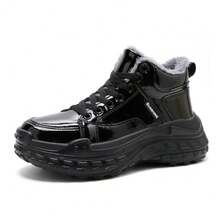 Women Winter Plus Velvet Snow Boots Casual PU Lace Up Warm Outdoor Mid Top  Shoes Couple Large Thick Anti Slip Shoe 35-41 - 白色 - 查看 3