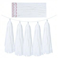 Paquete de 5 guirnaldas de flecos de papel de seda de colores, cinta de flecos de papel para globos, para decoración de bodas, fiestas de cumpleaños, fiestas temáticas, Halloween, Acción de Gracias y otros días festivos - Multicolor - Ver 22