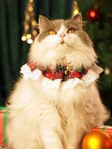 1 Pc Cat Dog Christmas Element Scarf, Pet Tie, Pet Handkerchief, Christmas Bib, Cute Pet Tie Accessory