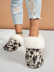 الكنز النسائي البسيط ، الراحة المريحة داخلي المنزل، مضاد لانزلاق ناعم من الفرو الدافئ، شتوي - بيج - مشاهدة 2