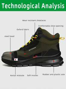 New High Top Men Safety Shoes, Lightweight Steel Toe Work Shoes, Non-Slip Durable Industrial Construction Hiking Boots - Multicolor - View 5