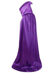 1 pieza Capa negra con capucha para adultos en Halloween, capa de disfraz de una sola capa para bruja, vampiro, demonio, adecuada para varios festivales, fiestas, actuaciones, decoraciones, tela de satén, longitud total 1,7 metros Capa negra