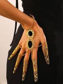 1 件黄金手链镶嵌亚克力女士肚皮舞埃及手链配指甲适合服装 - 連指手鍊 - 查看 9