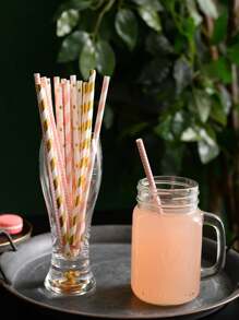 25 支随机图案一次性吸管，派对纸吸管，情人节返校用品 - 彩色 - 查看 6